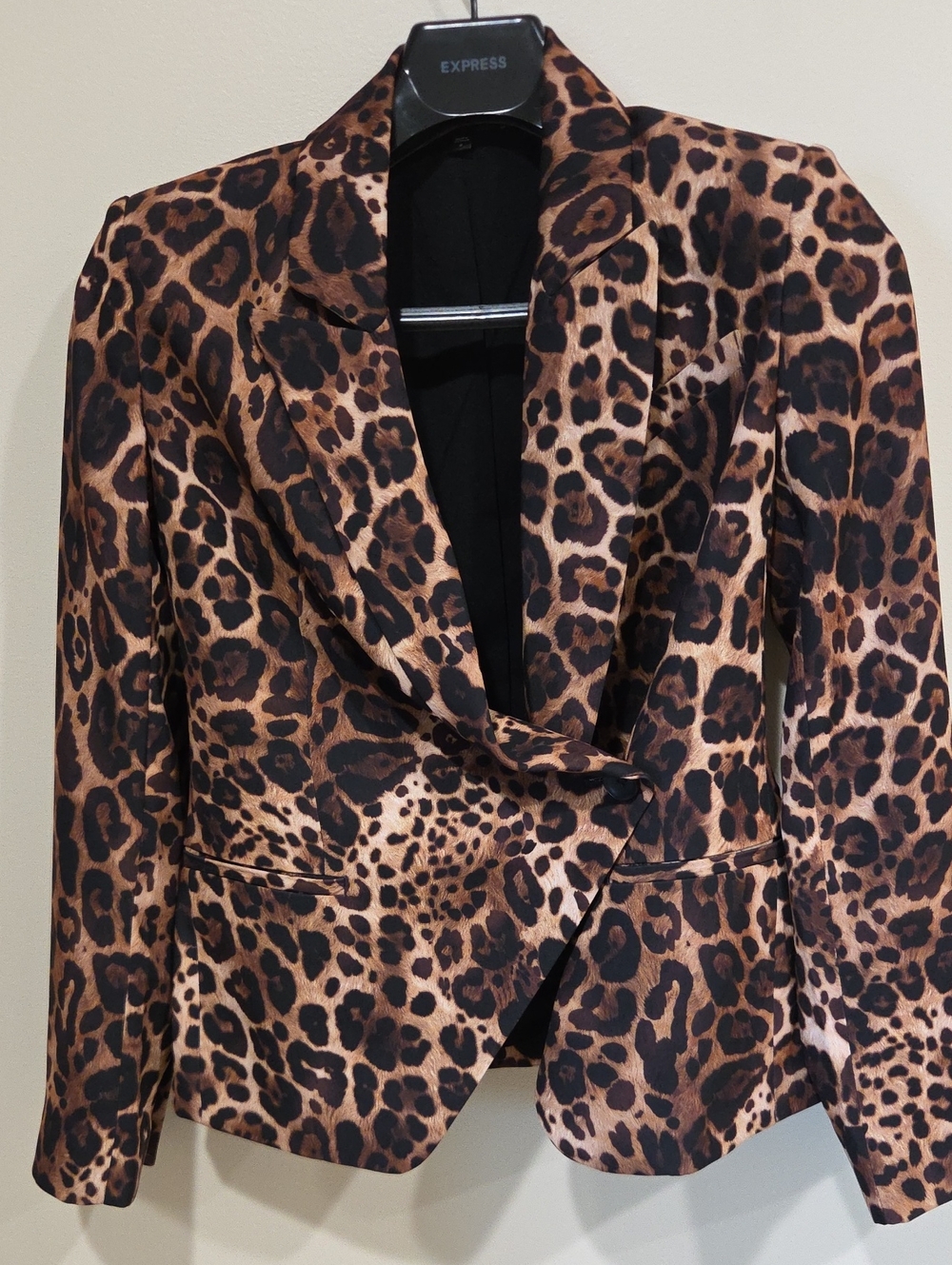 Express Leopard Print Blazer Jacket in Brown and Black